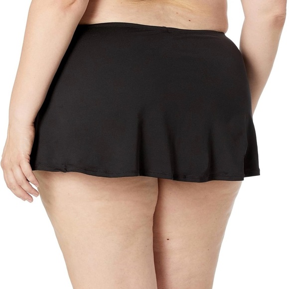 24th & Ocean Solid Skirted Hipster Bikini Swimsuit Bottom in Black - Picture 2 of 6